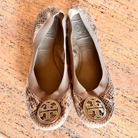 Tory Burch | Snakeskin Ballet Flats grey gray two-tone python sz 6 - Picture 2 of 5